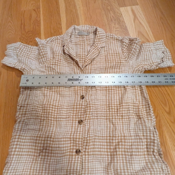 Everlane - Yellow/Golden Striped 100% Linen Button Down Dress Shirt - Size XS - Picture 4 of 7